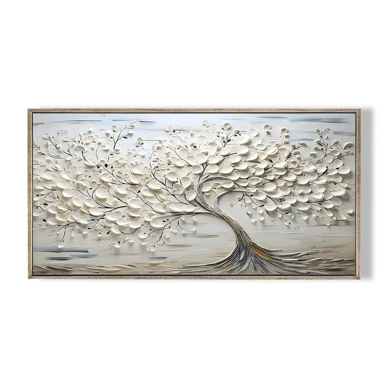 Elegant White Flowing Tree Painting #HHH025