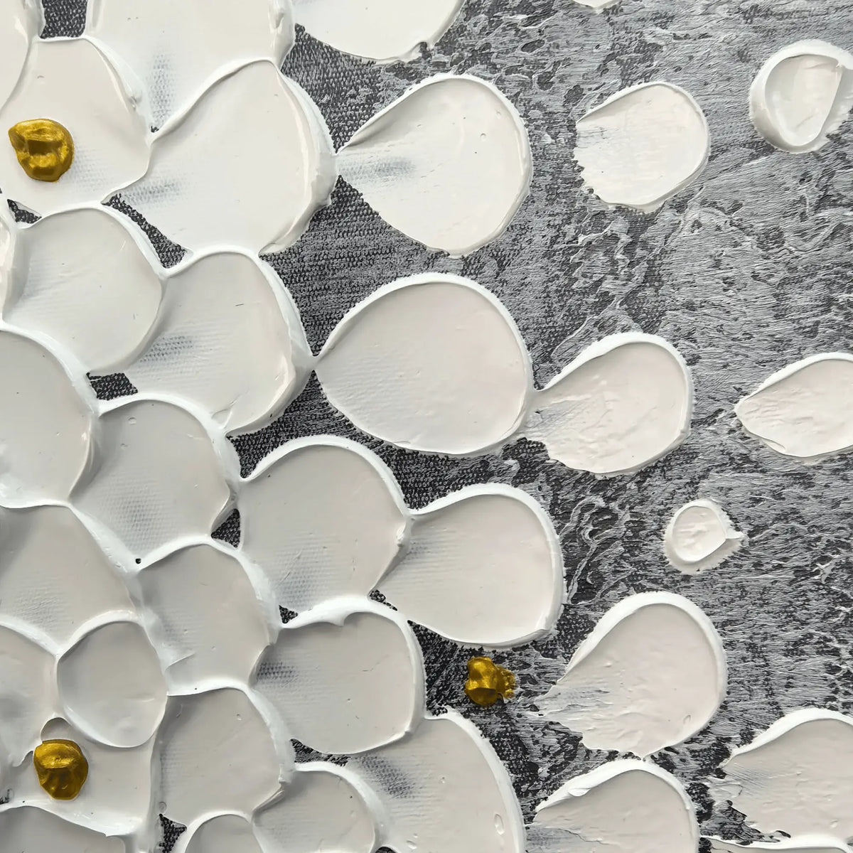 3D White Floral Impasto Art