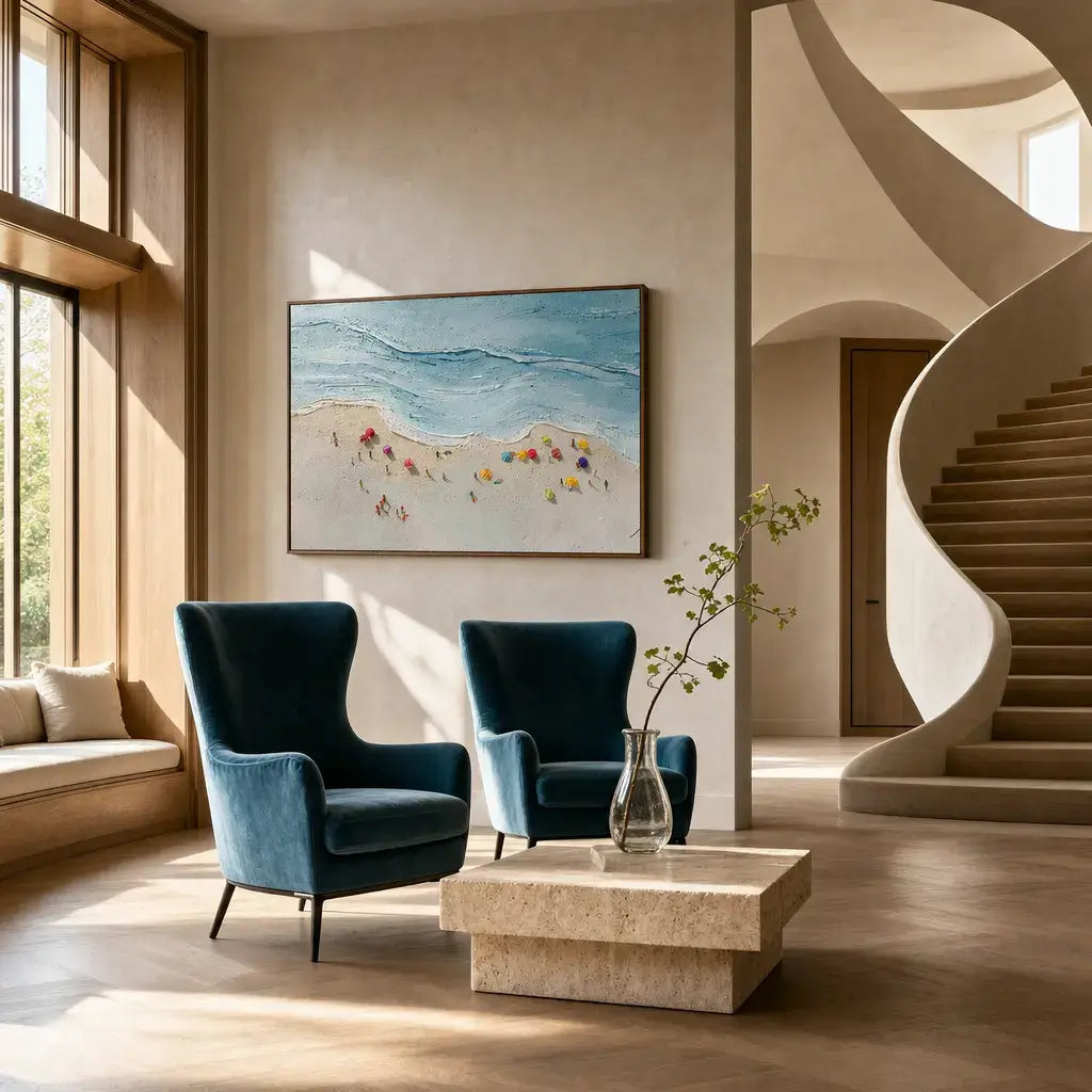 Azure Coastal Shoreline Ocean Wall Art