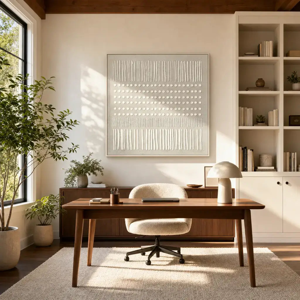 Alabaster Grid Relief Wabi Sabi Wall Art