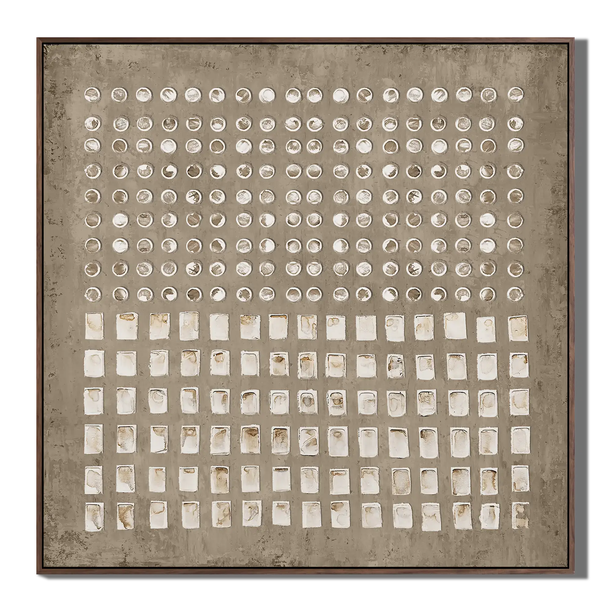 Alabaster Grid Forms Wabi Sabi Art