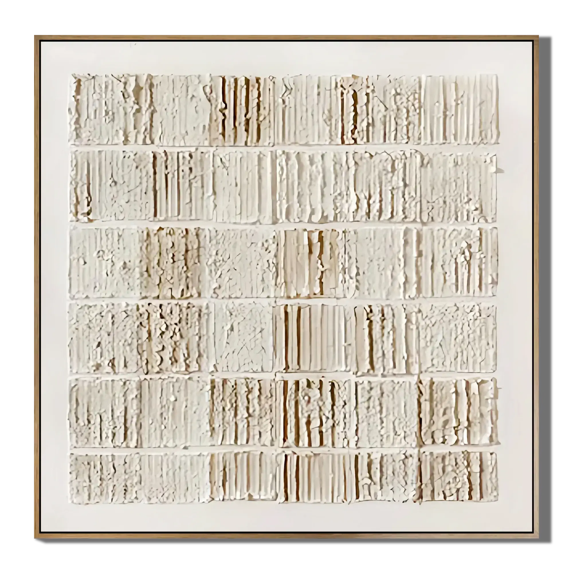 Textured abstract art piece in a frame on a white background