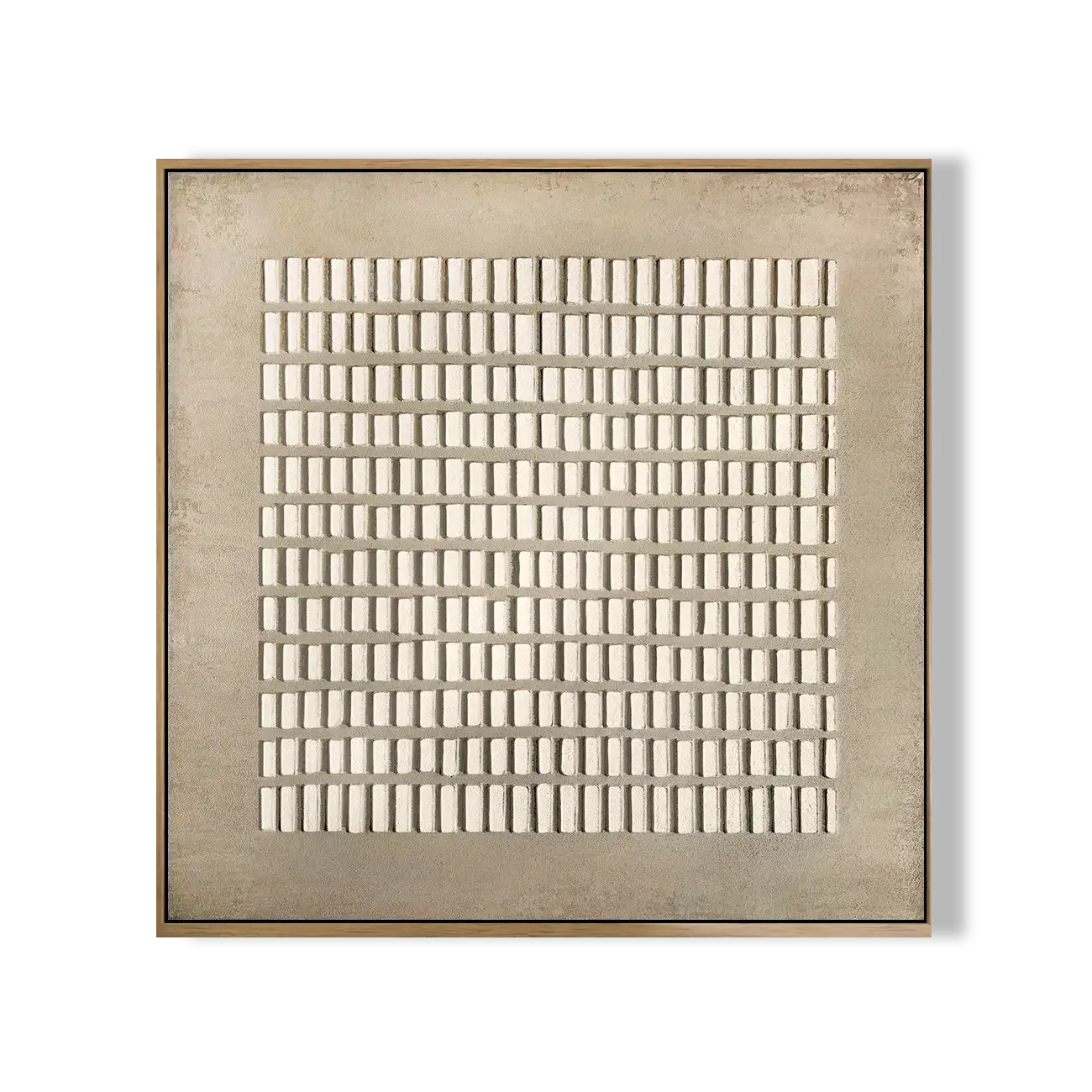 Decorative wall art with geometric pattern on a beige background