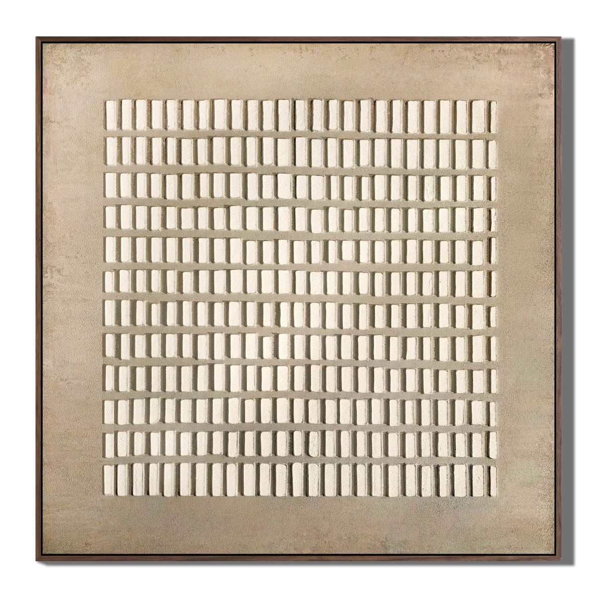 Decorative wall art with geometric pattern on a beige background