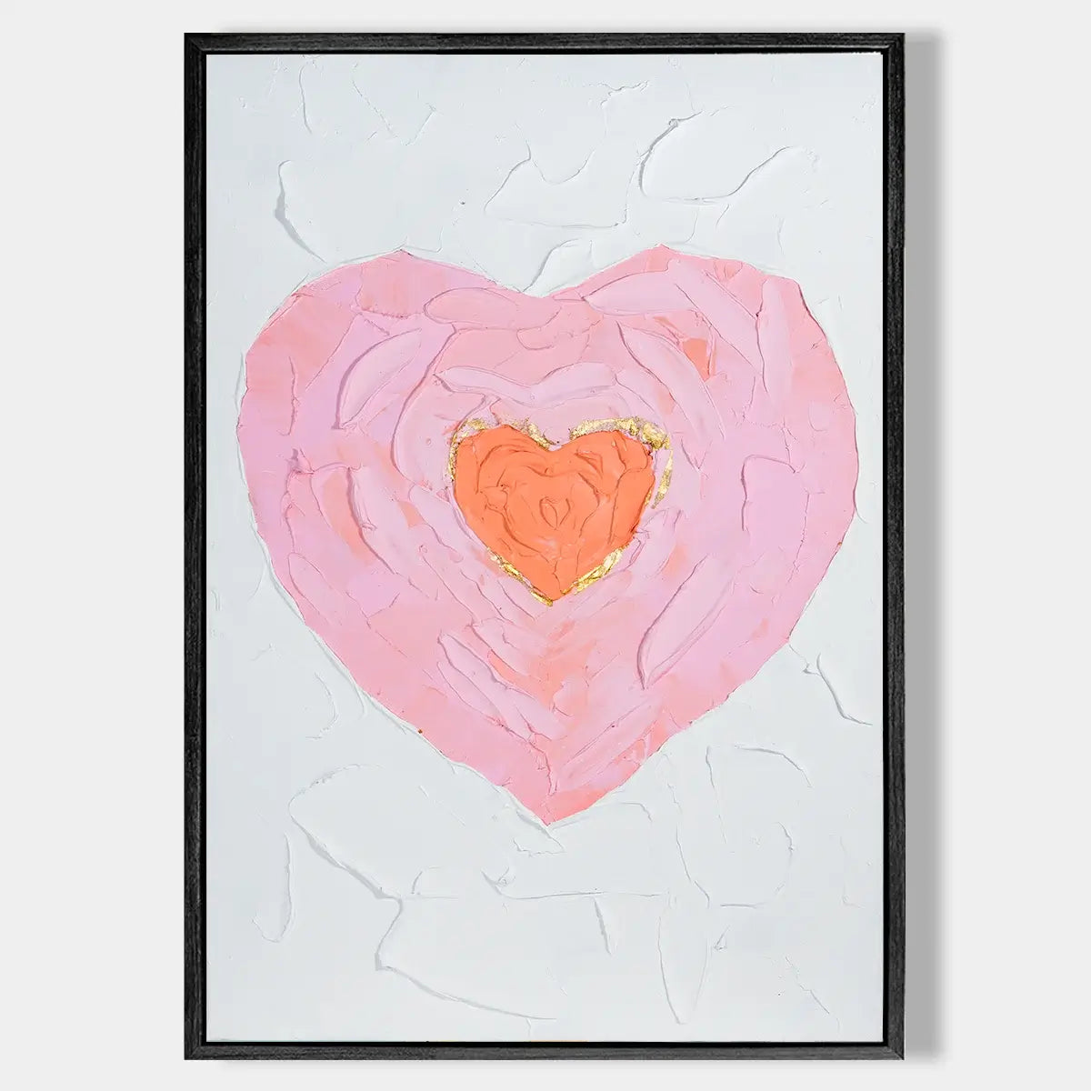 Textured Pink Heart Abstract Wall Art #LVV001