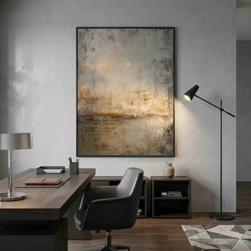 Gold Leaf Misty Abstract Painting