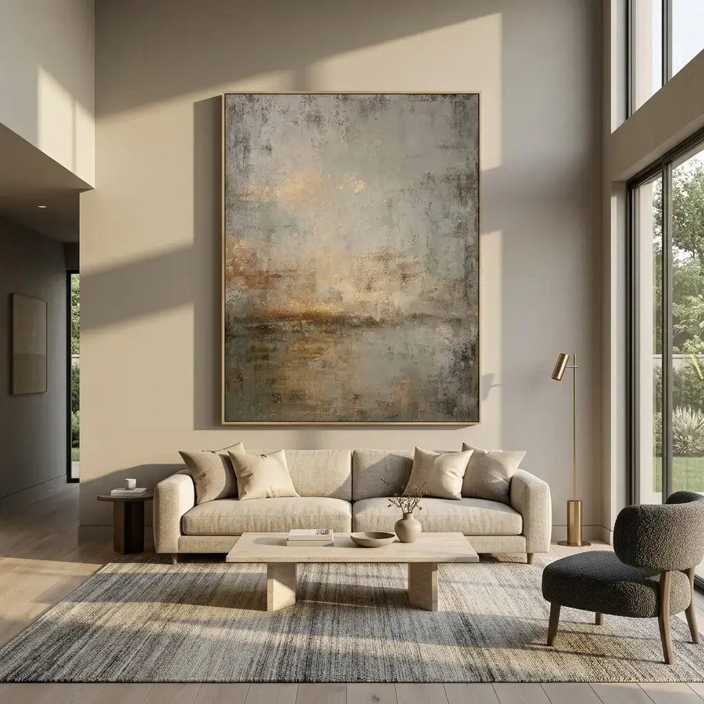 Gold Leaf Misty Abstract Painting