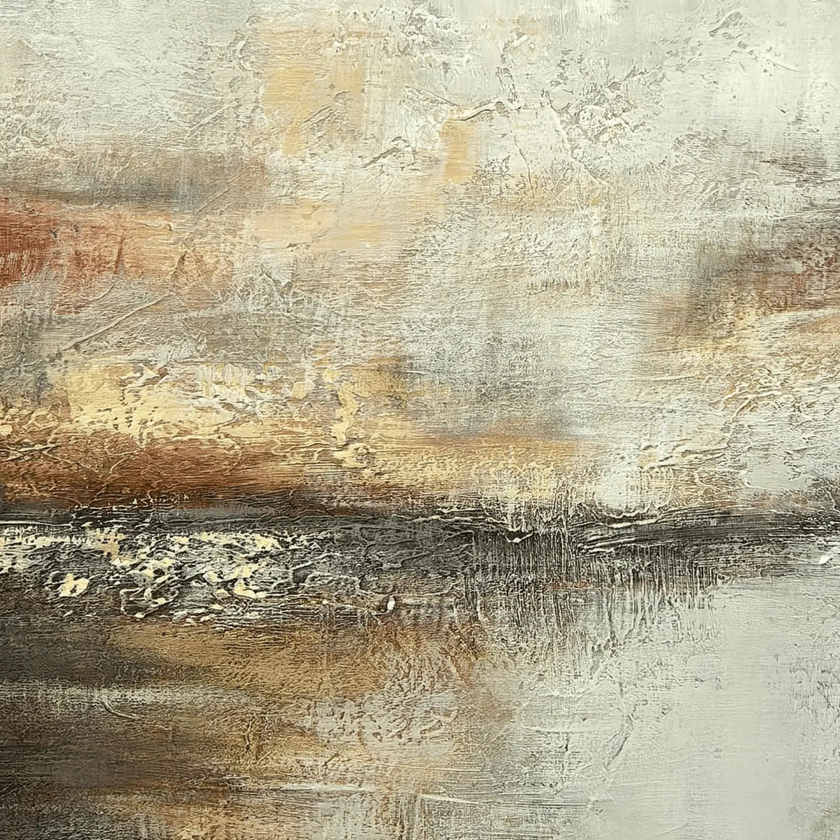 Gold Leaf Misty Abstract Painting