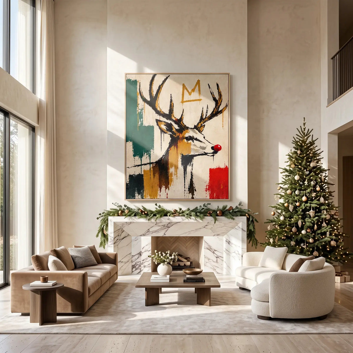 Crown Reindeer Expressive Canvas