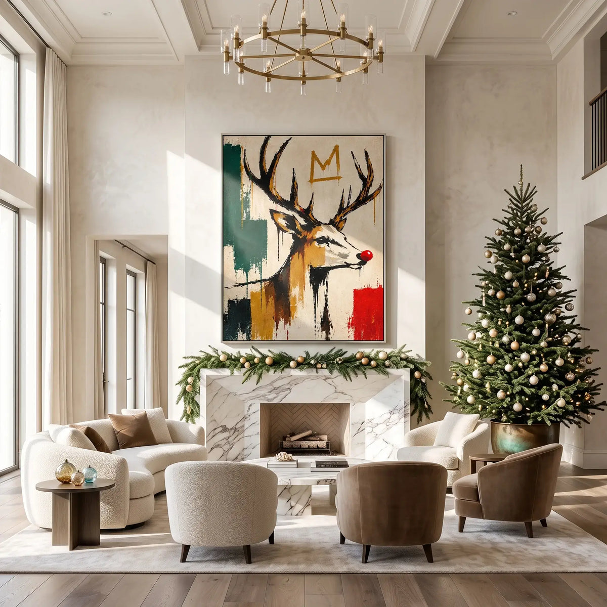 Crown Reindeer Expressive Canvas