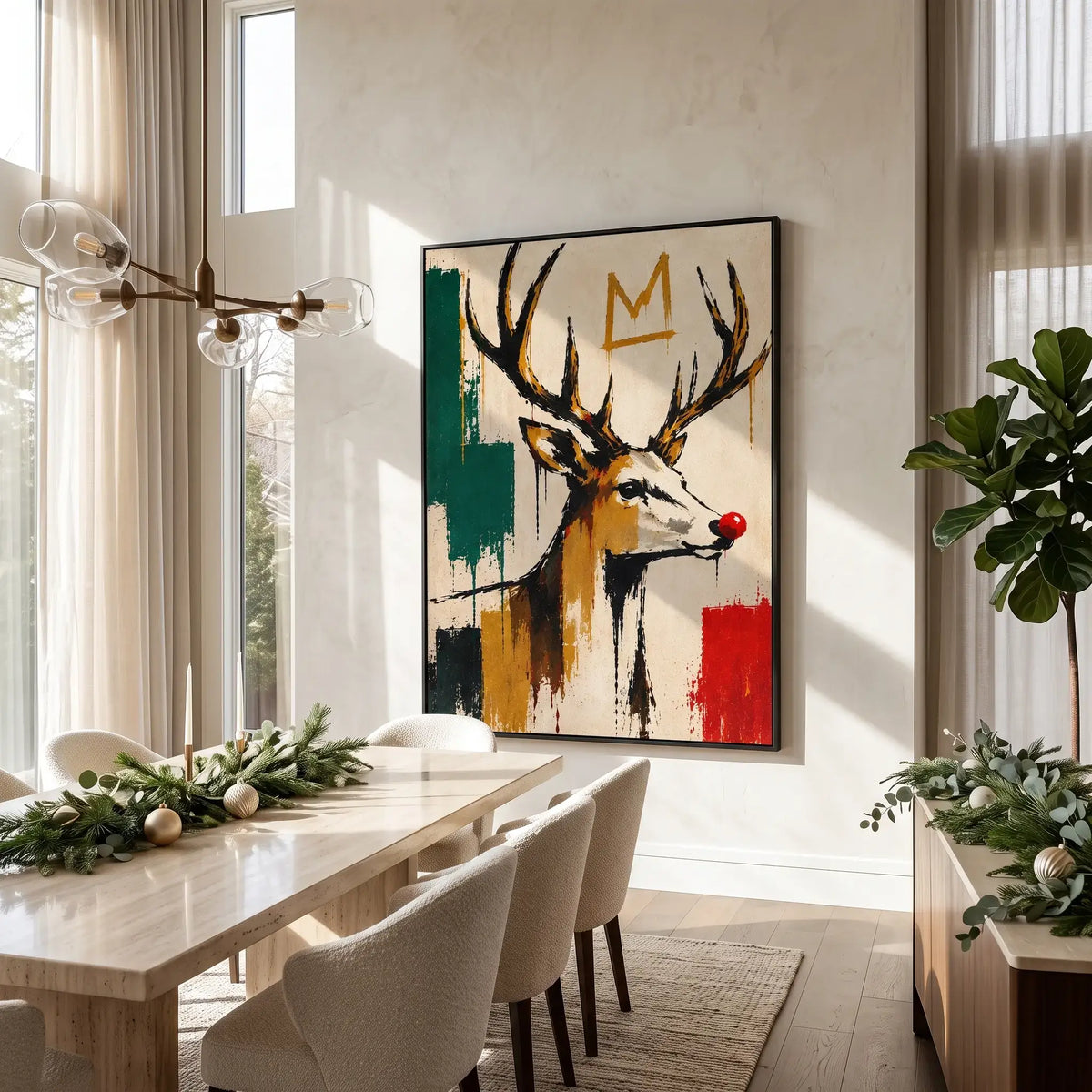 Crown Reindeer Expressive Canvas