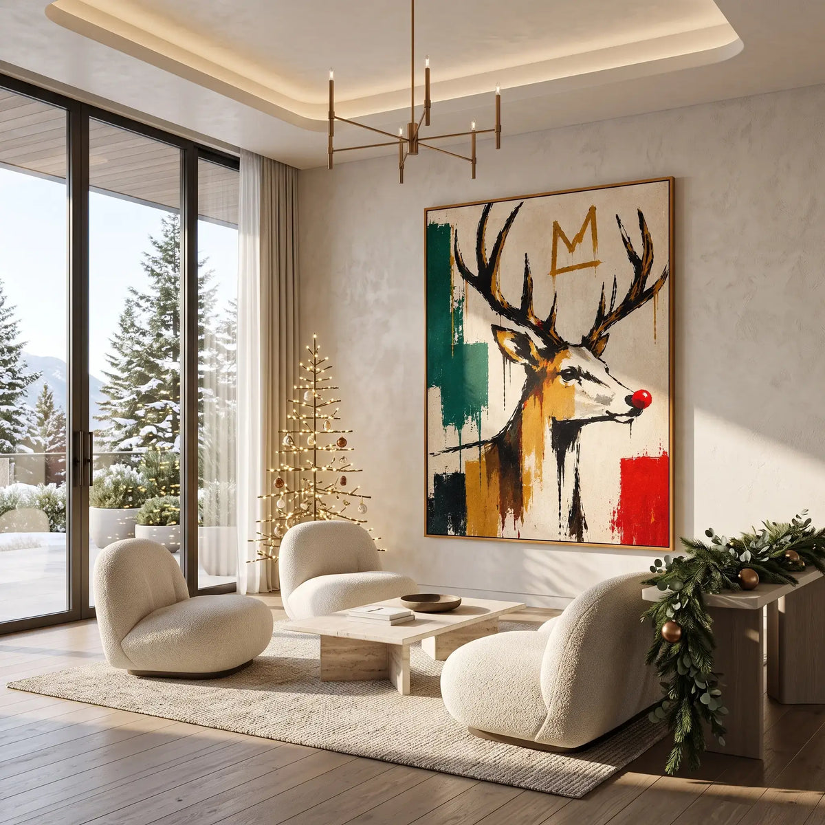 Crown Reindeer Expressive Canvas