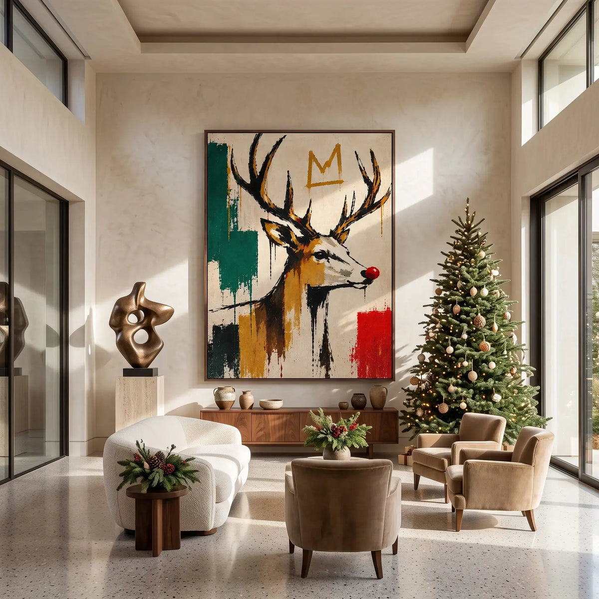 Crown Reindeer Expressive Canvas