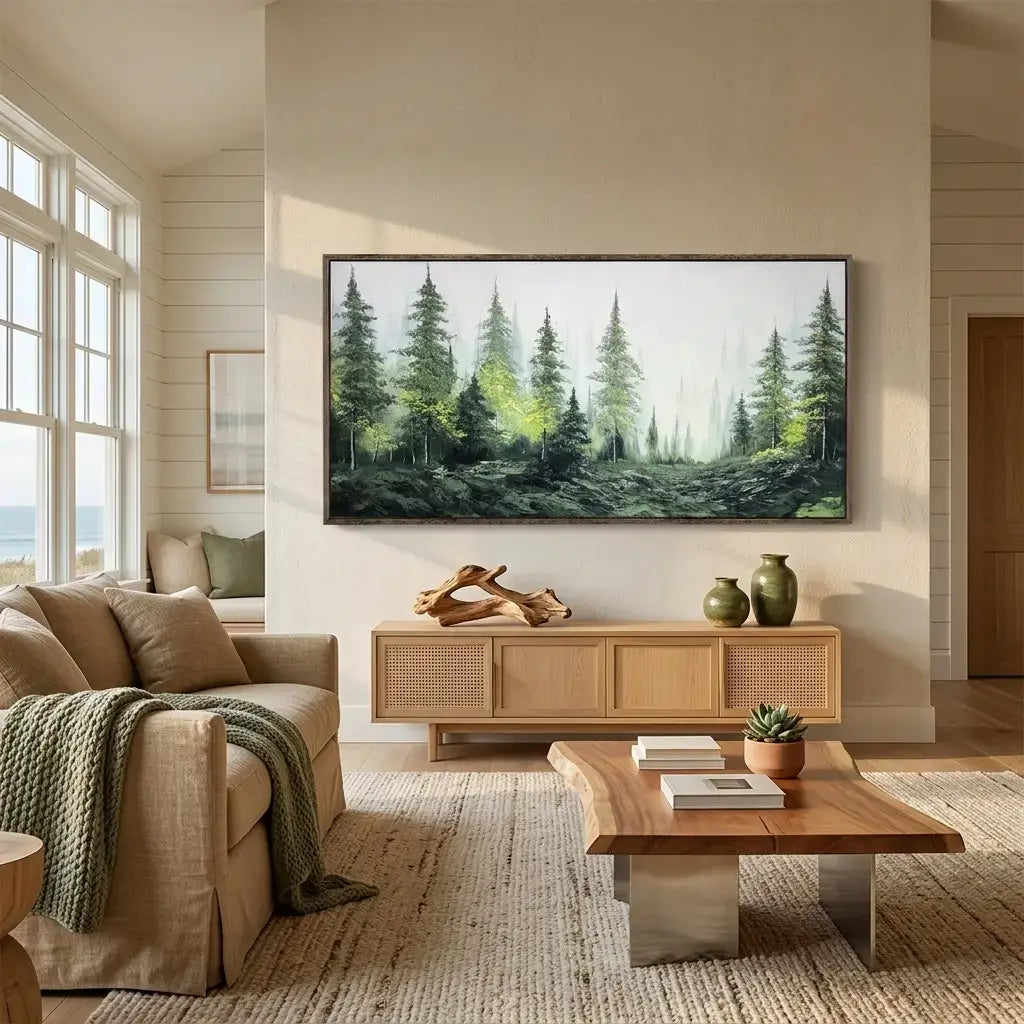Misty Pine Forest Floral Wall Art
