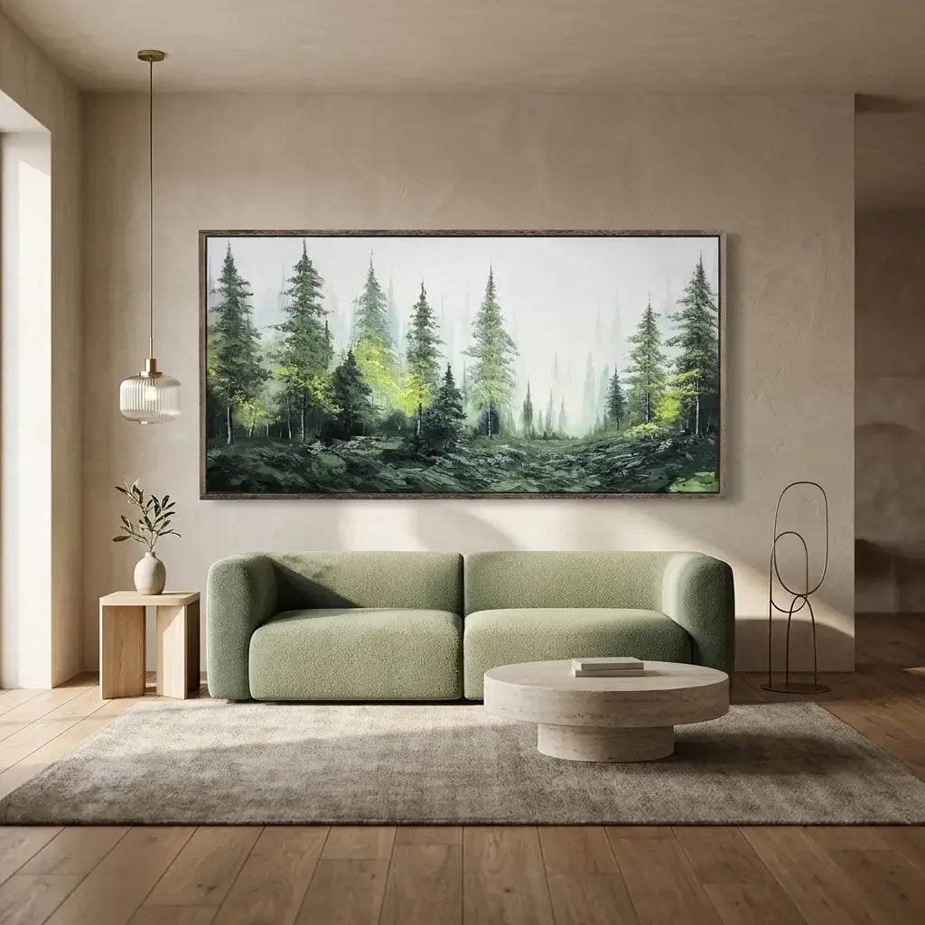 Misty Pine Forest Floral Wall Art