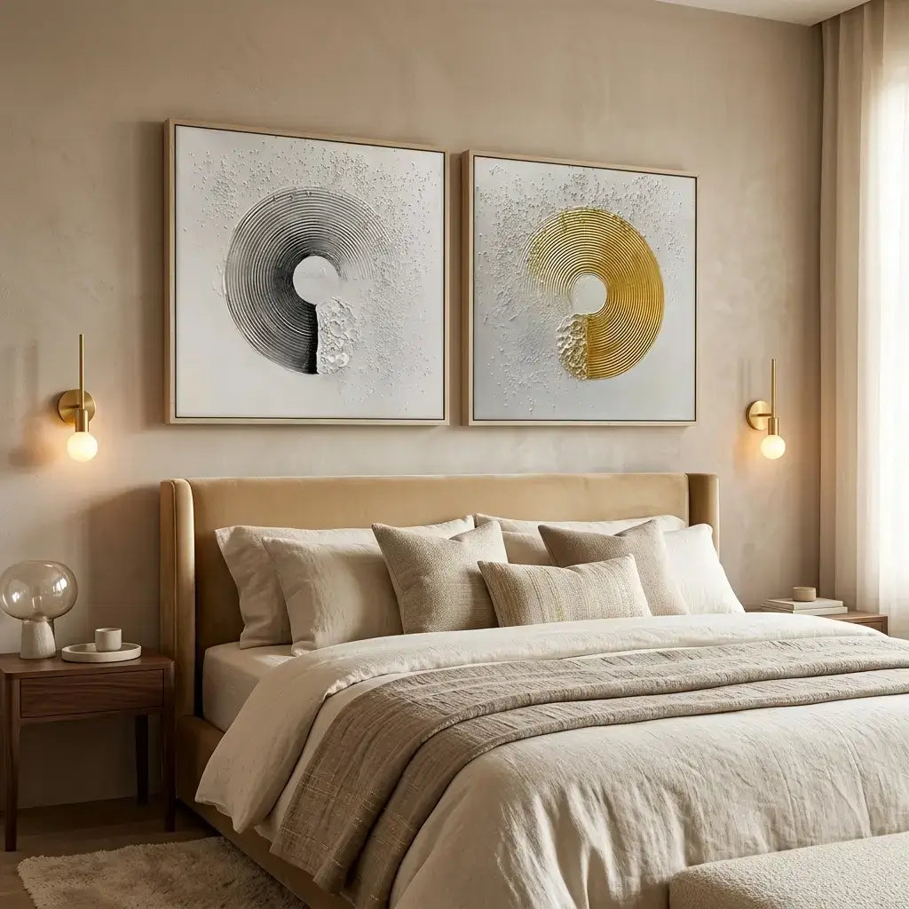Textured Gold Silver Zen Circles