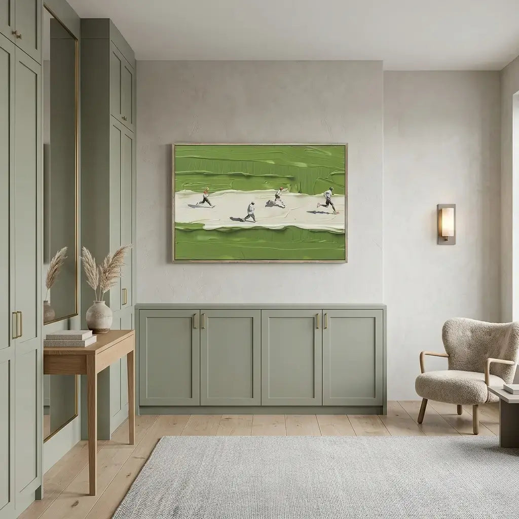 Modern interior with a painting of a golf course on the wall