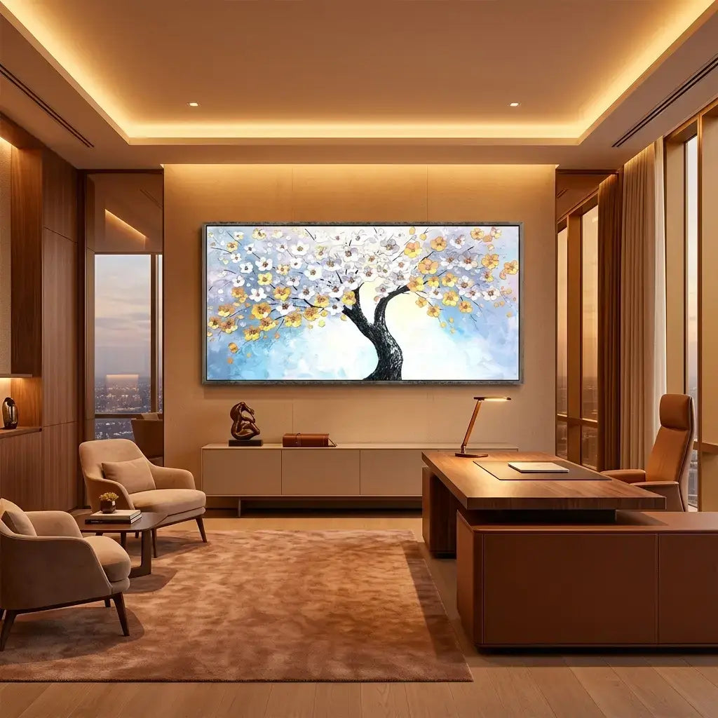 Vibrant Blooming Flower Tree Art #HHH021