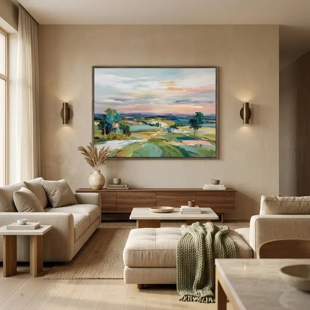 Sunset Valley Landscape Painting