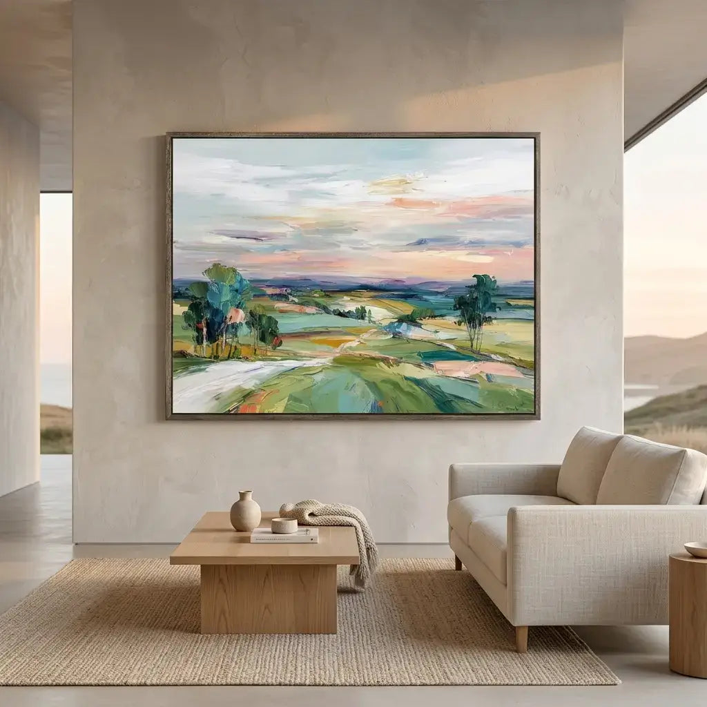 Sunset Valley Landscape Painting