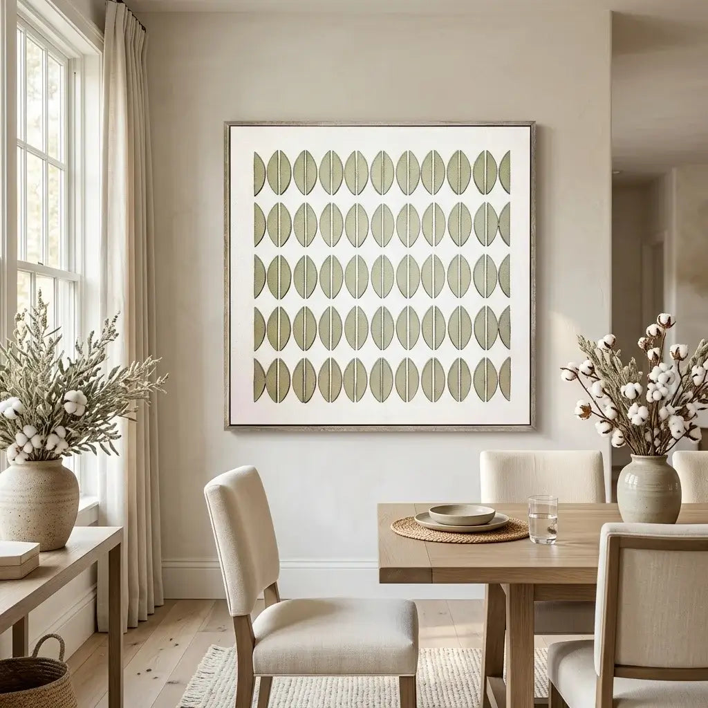 Sage Seed Grid Wabi Sabi Painting