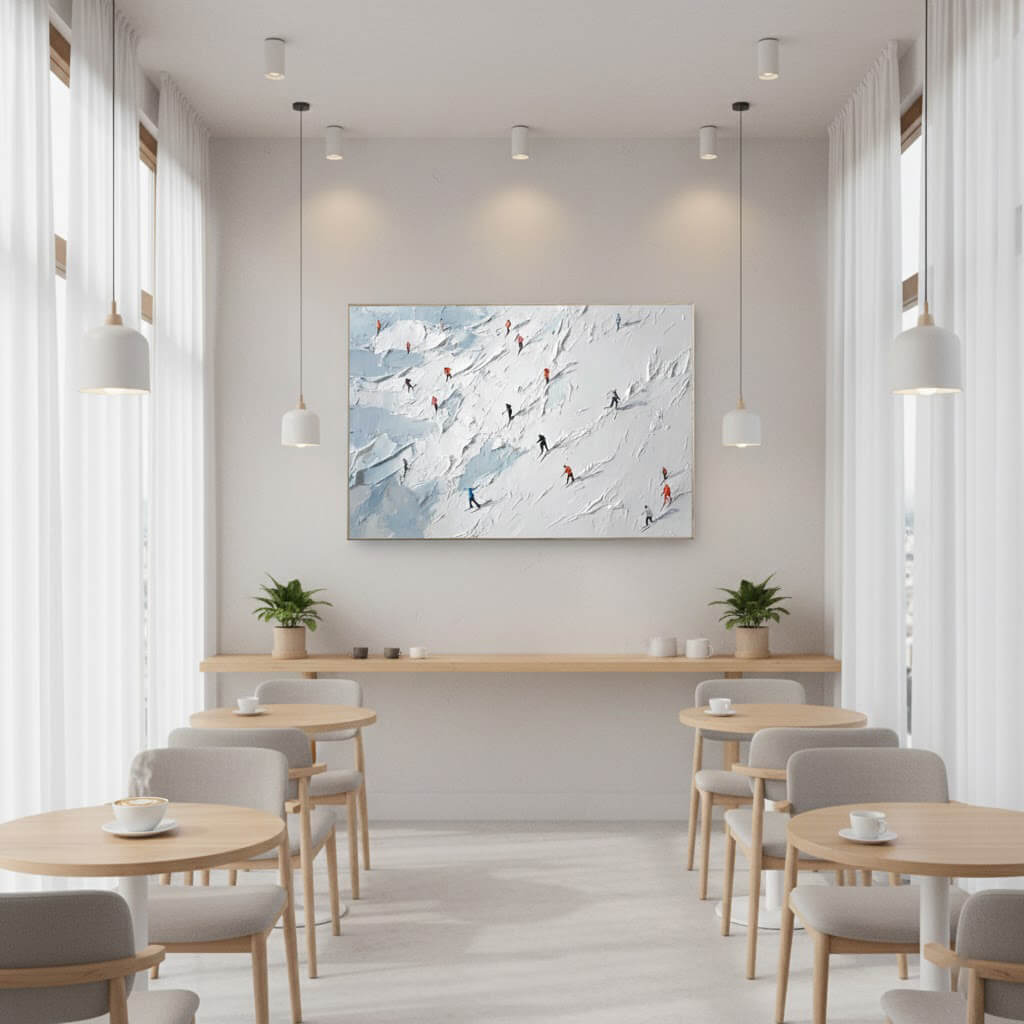 Skiing Sports Art Textured Painting Canvas #YDH001