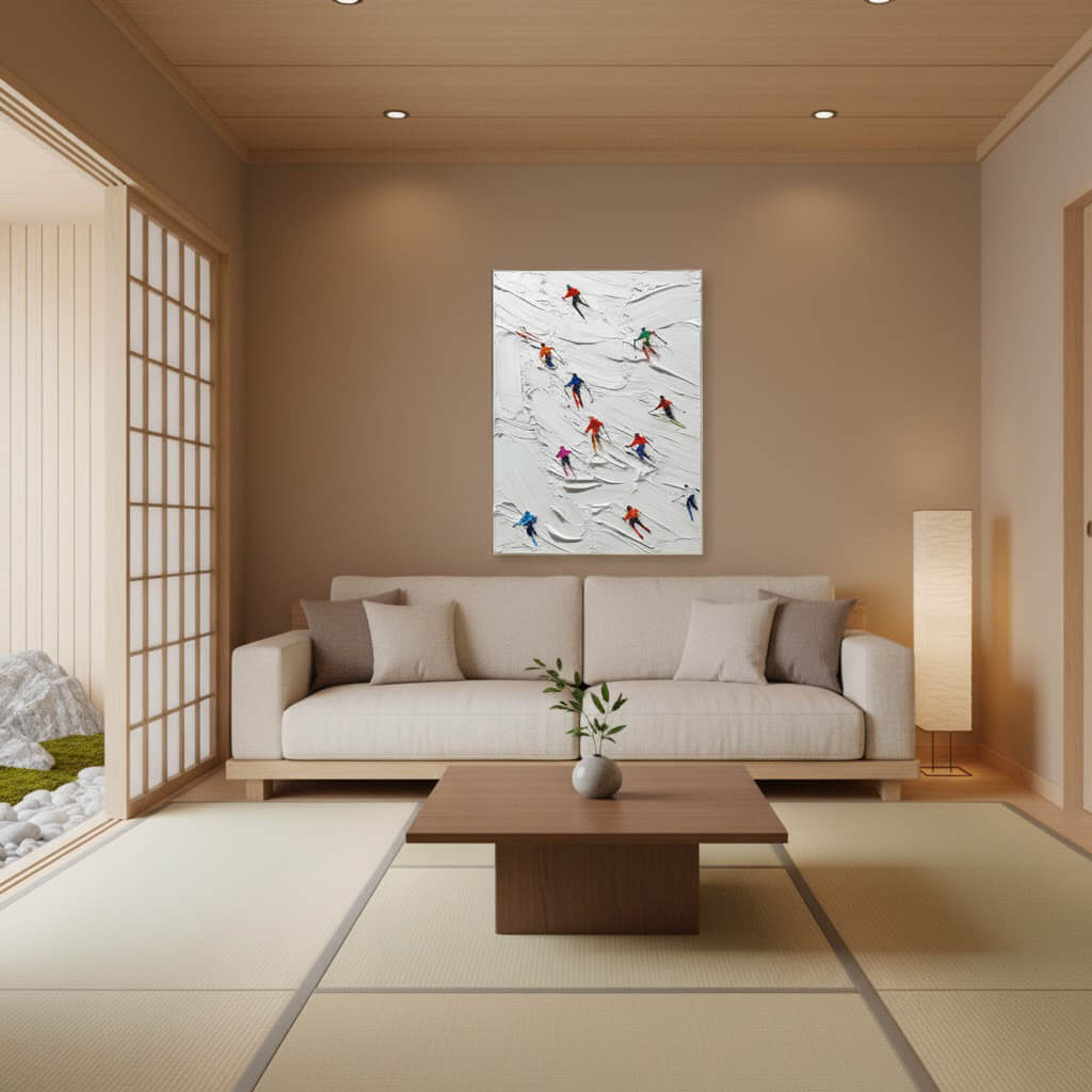 Skiing Sports Art Textured Painting Canvas #YDV002