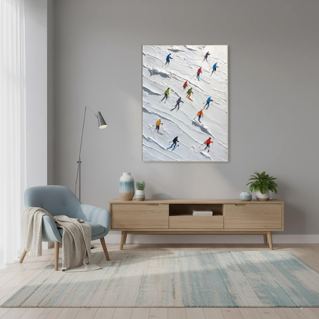 Skiing Sports Art Textured Painting Canvas #YDV004