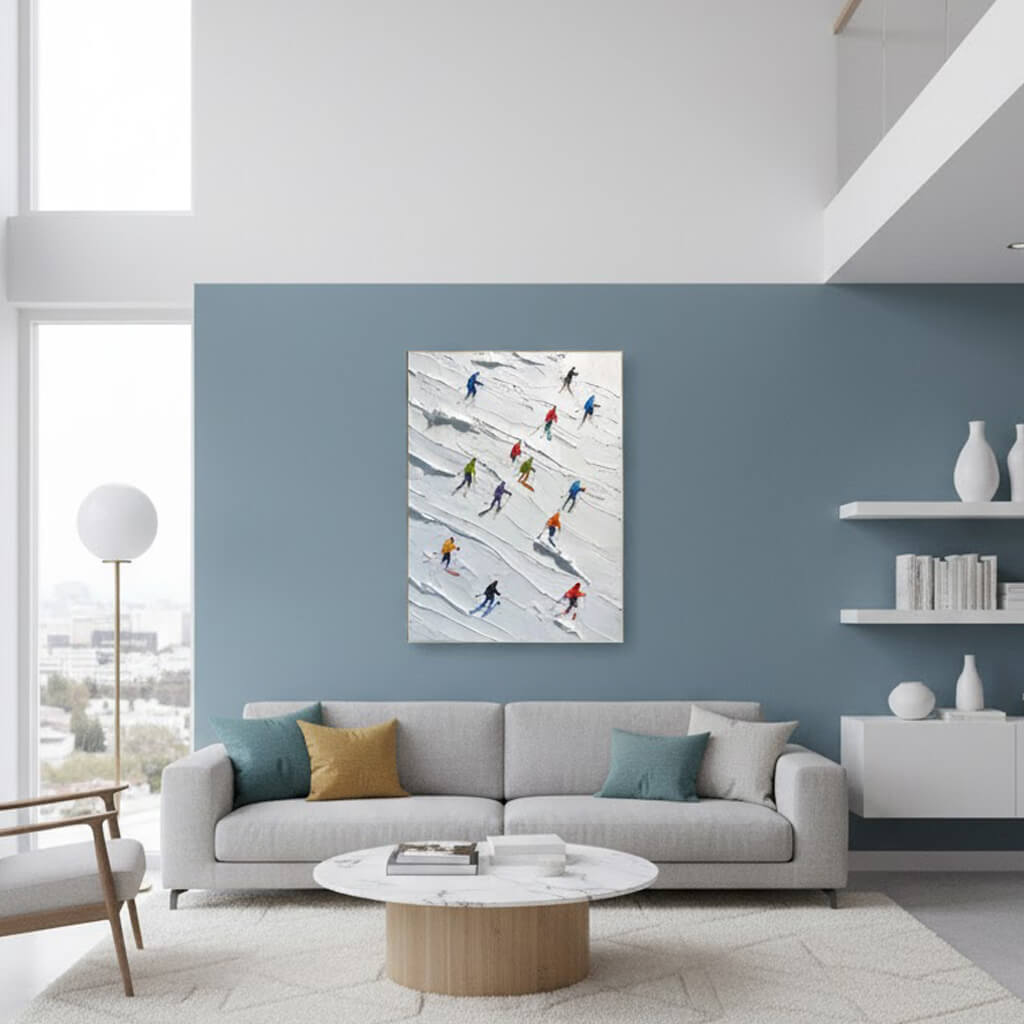 Skiing Sports Art Textured Painting Canvas #YDV004