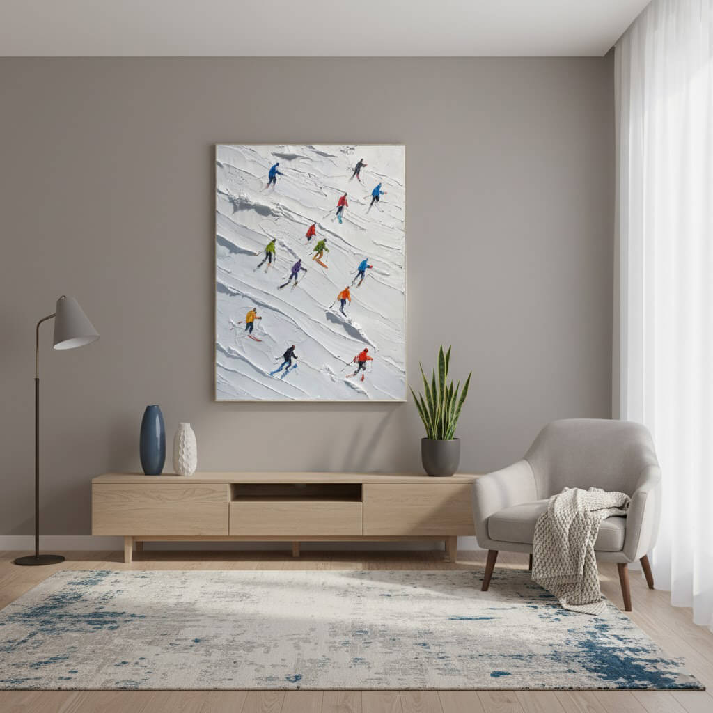 Skiing Sports Art Textured Painting Canvas #YDV004