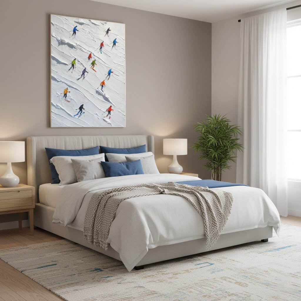 Skiing Sports Art Textured Painting Canvas #YDV004