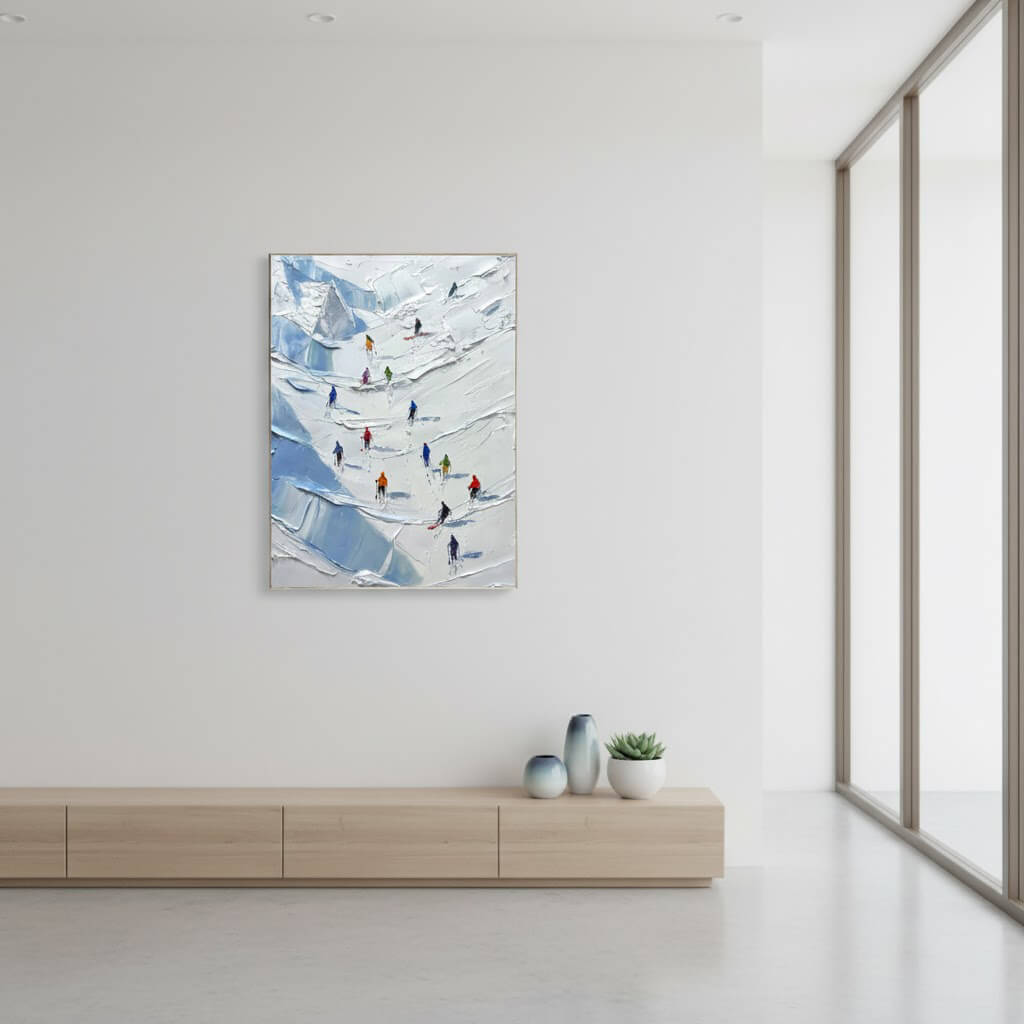 Skiing Sports Art Textured Painting Canvas #YDV005