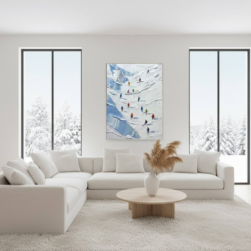 Skiing Sports Art Textured Painting Canvas #YDV005