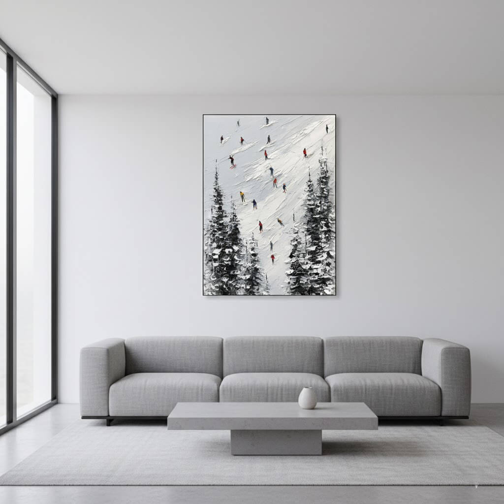 Skiing Sports Art Textured Painting Canvas #YDV006