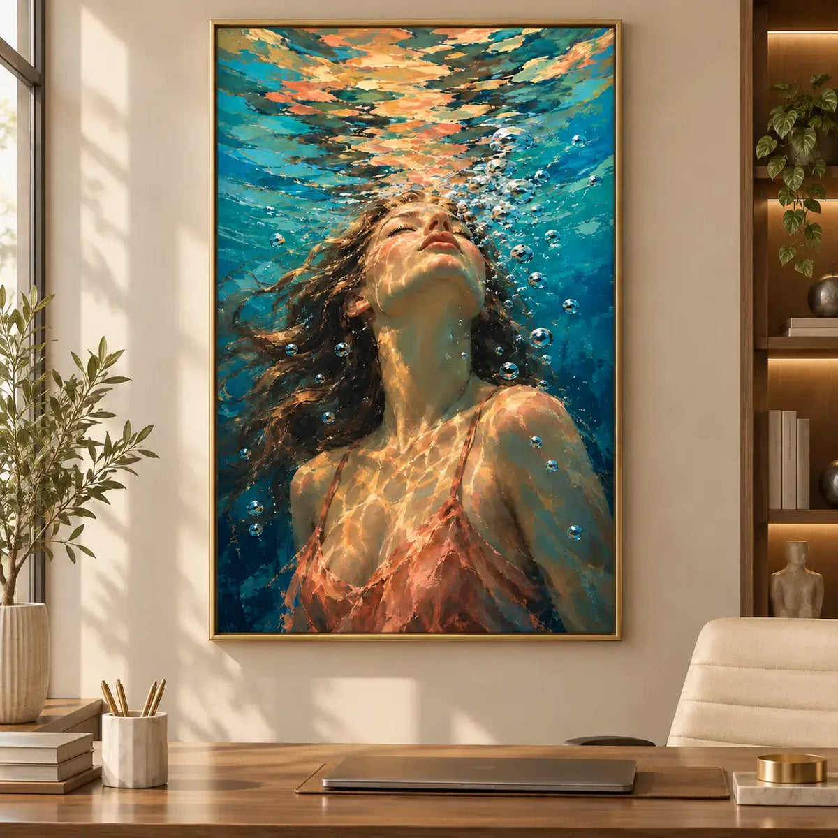 Sunlit Underwater Portrait Canvas