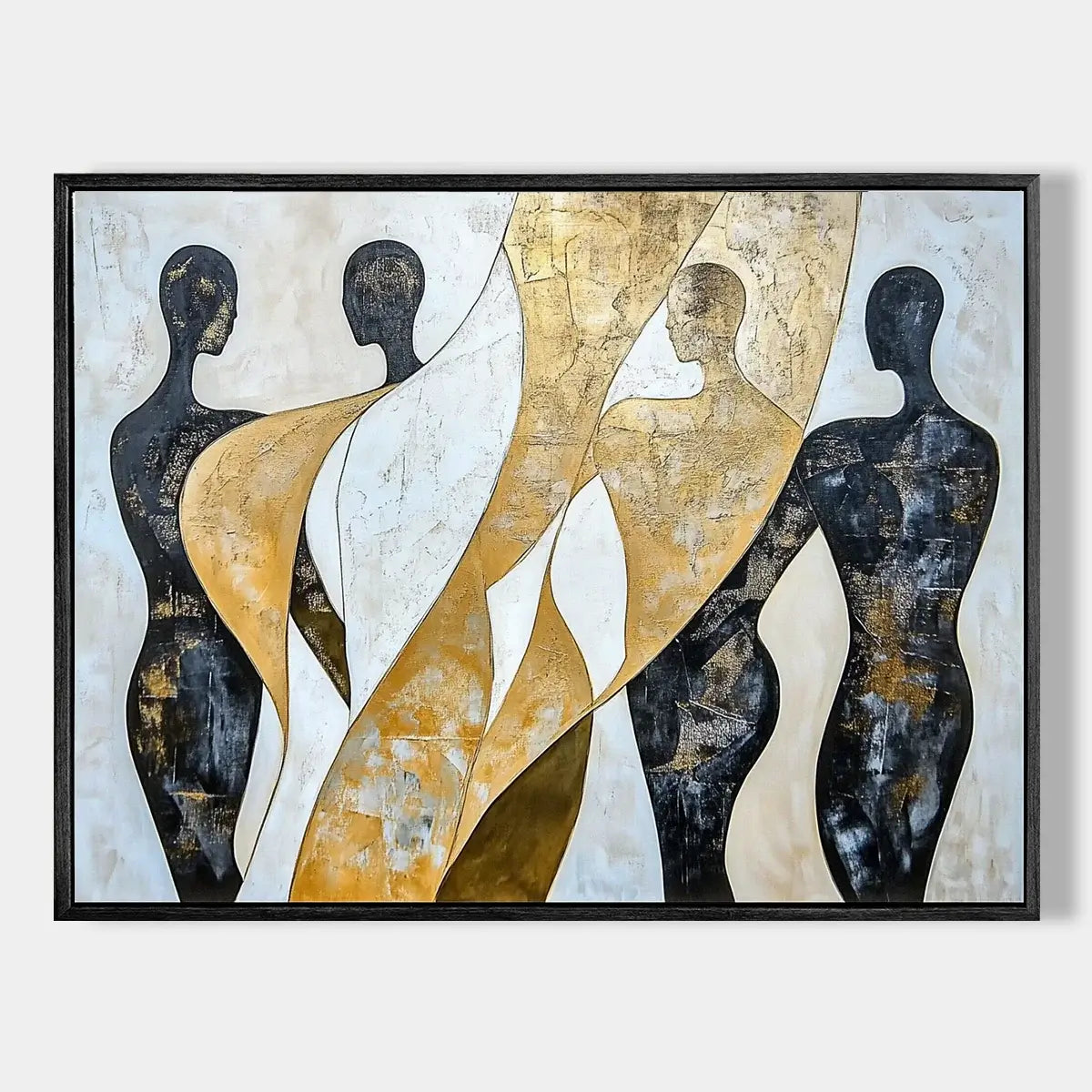 Minimalist Black Gold Human Abstract Art #ZRH001
