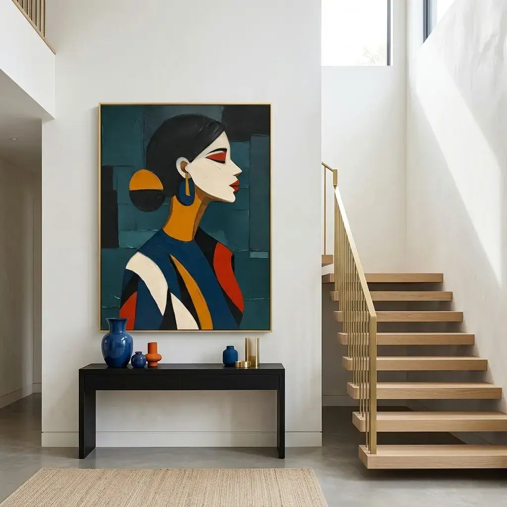 Teal Profile Portrait Wall Art