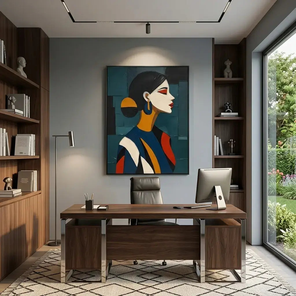 Teal Profile Portrait Wall Art