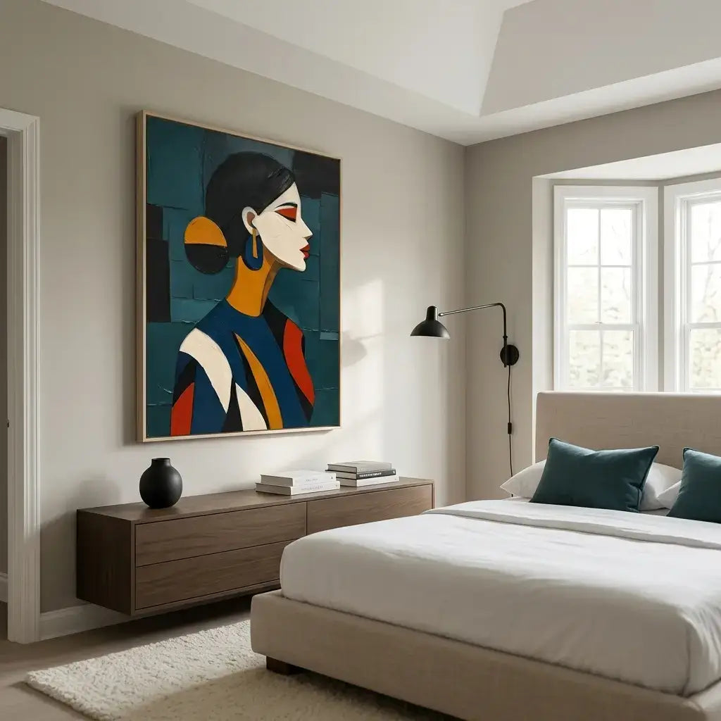 Teal Profile Portrait Wall Art