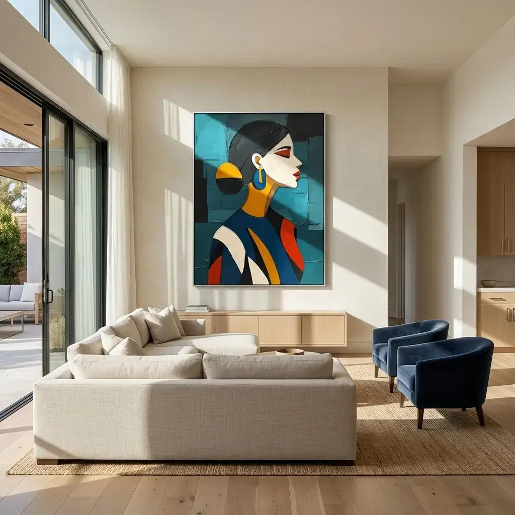 Teal Profile Portrait Wall Art