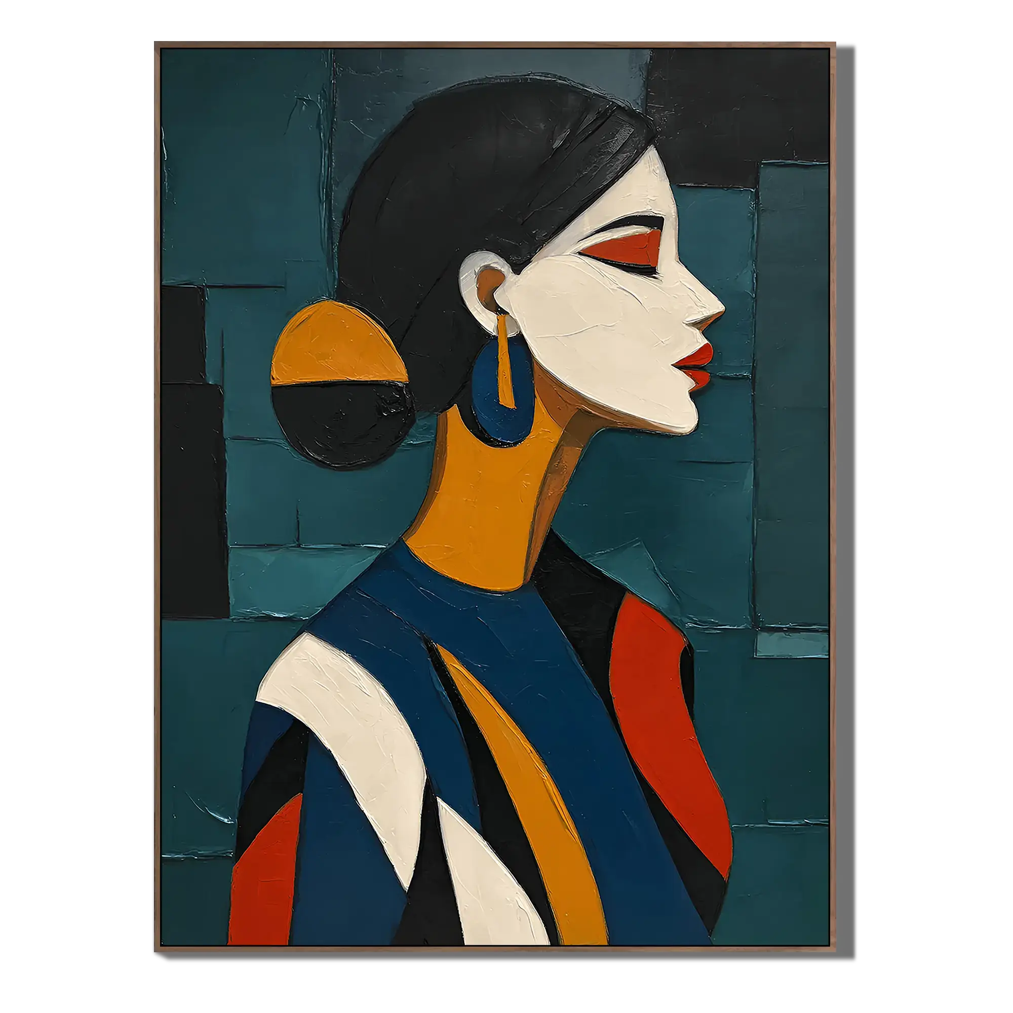 Teal Profile Portrait Wall Art