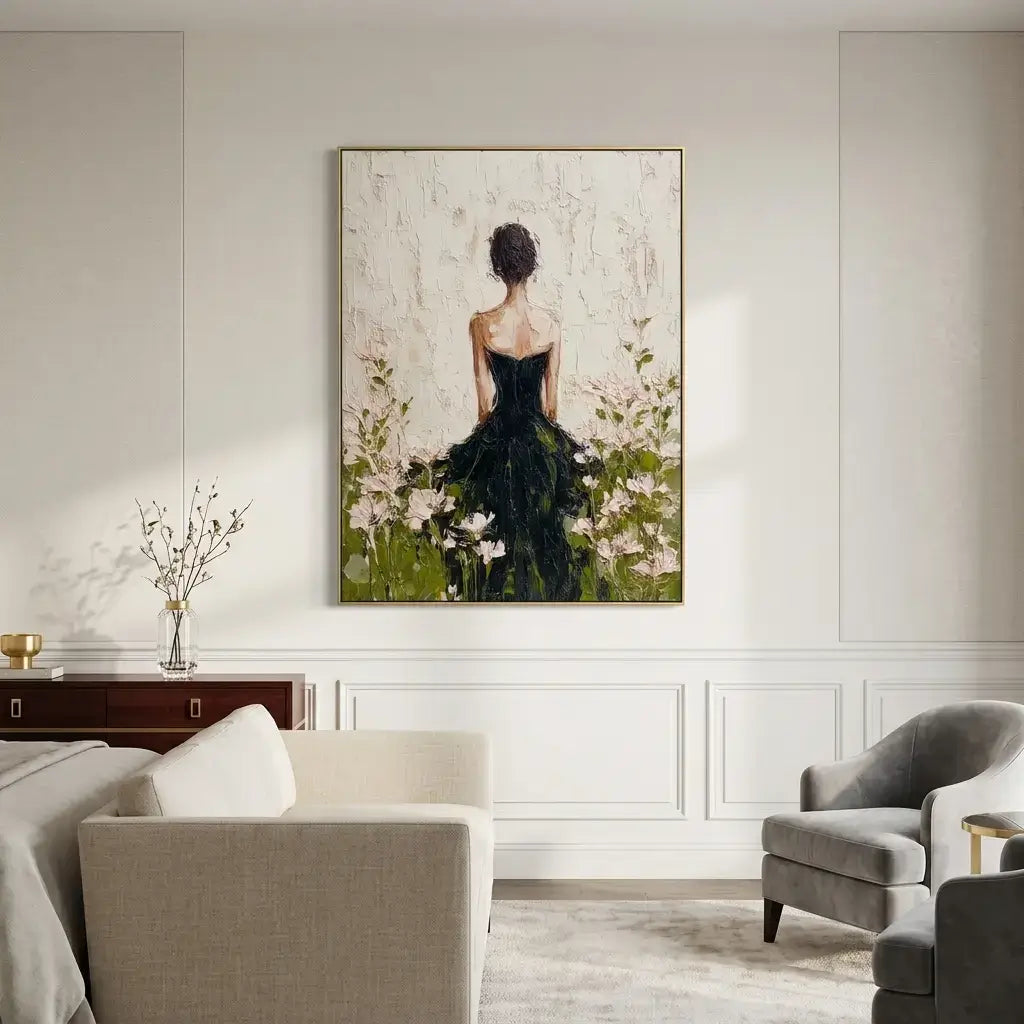 Impressionist Lady in Black Gown