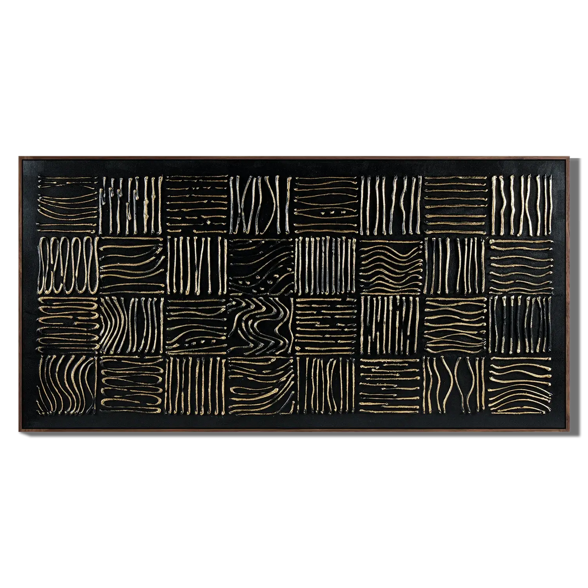 Gilded Grid Forms Wabi Sabi Wall Art