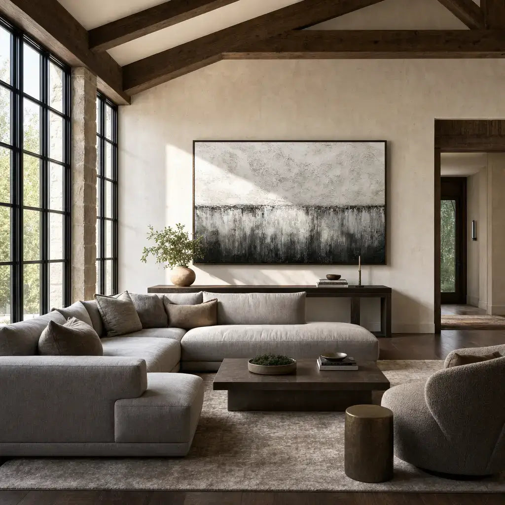Charcoal Textured Horizon Wall Art