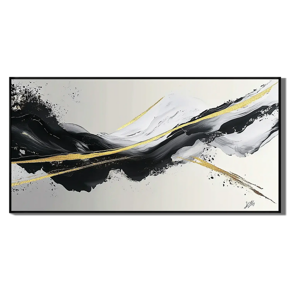 Gilded Ink Flow Abstract Wall Art