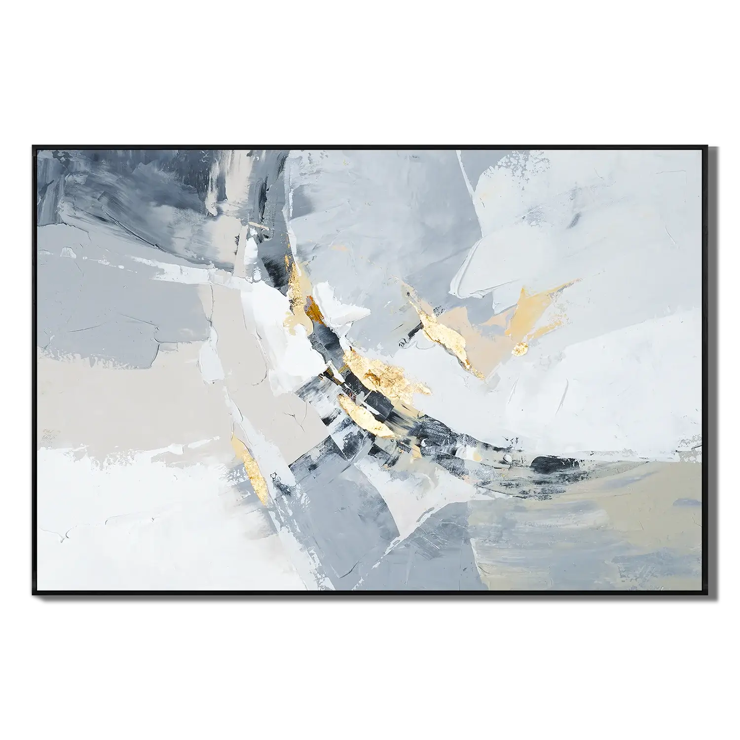 Grey Gilded Drift Abstract Wall Art