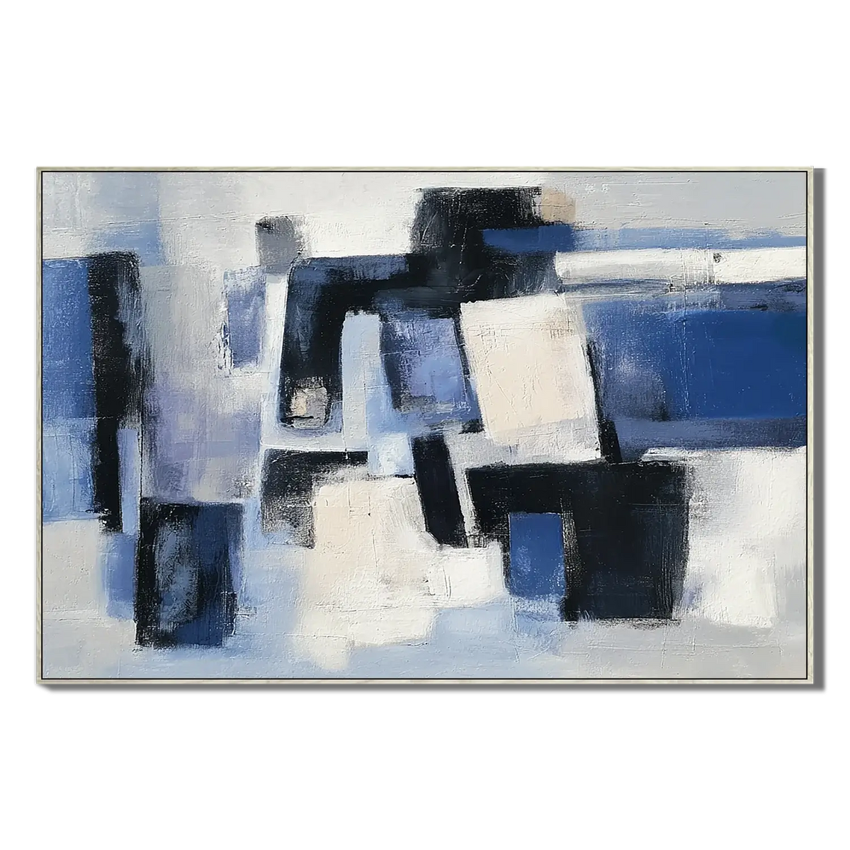 Blue Block Interplay Abstract Wall Art