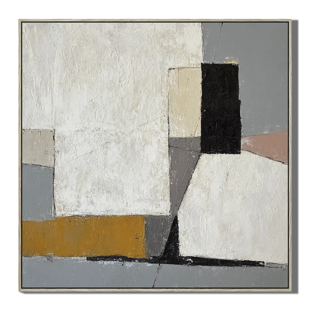 Ochre Block Shapes Abstract Wall Art