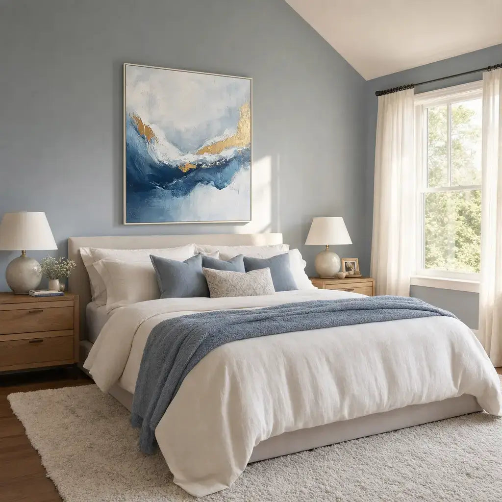 Azure Gold Tide Abstract Wall Art