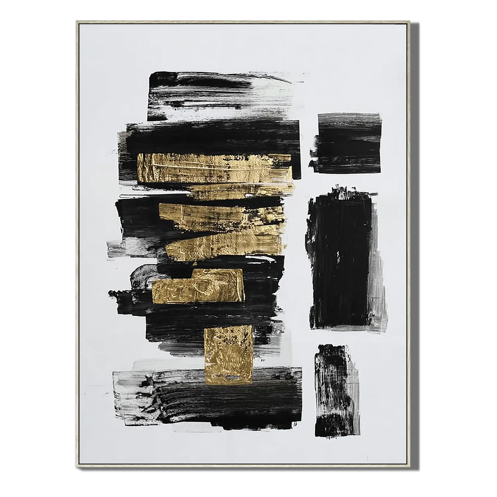 Ebony Gold Blocks Abstract Wall Art